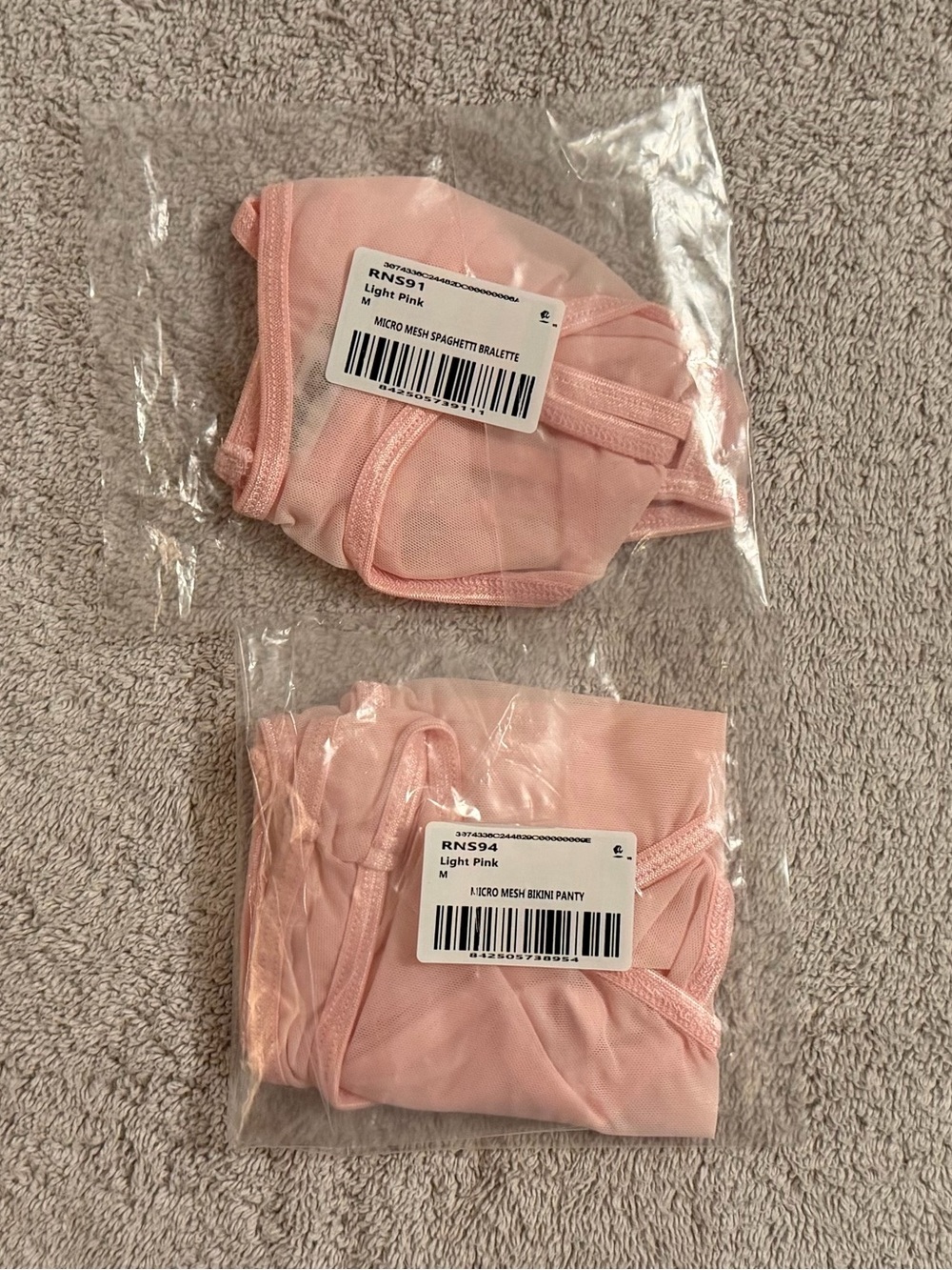 Los Angeles Apparel - Pink Micro Mesh Spaghetti Bralette & Bikini Panty - Medium - Picture 3 of 5
